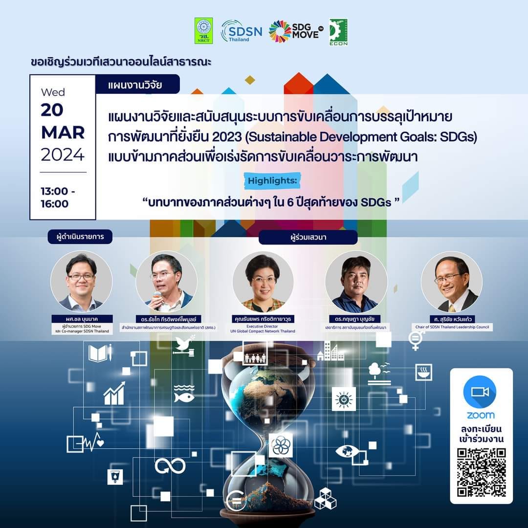 โครงการวิจัยและสนับสนุนระบบการขับเคลื่อนการบรรลุเป้าหมายการพัฒนาที่ยั่งยืน 2030 (Sustainable Development Goals: SDGs) แบบข้ามภาคส่วนเพื่อเร่งรัดการขับเคลื่อนวาระการพัฒนา